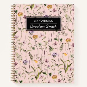 Personalisierte Wildblume Garten Blumenmuster Notizbuch