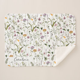 Personalisierte Wildblume Garten Blumenmuster Sherpadecke