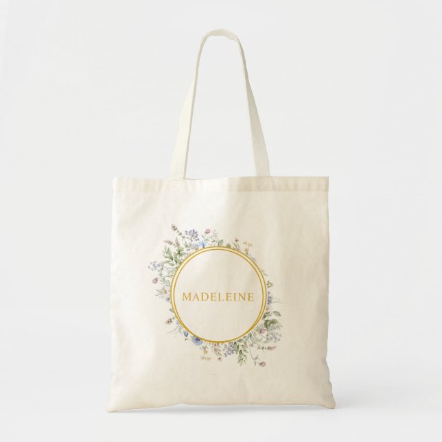 Personalisierte Wildblume Gold Tragetasche (Vorne)