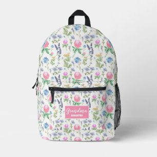 Personalisierte Wildblume Großmutter Muttertag Bedruckter Rucksack