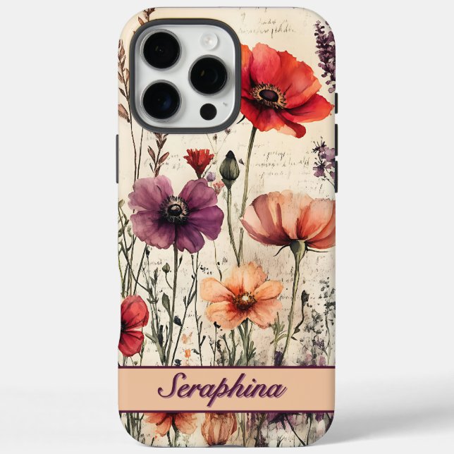 Personalisierte Wildblume in Roten und Lila Paprik Case-Mate iPhone Hülle (Rückseite)