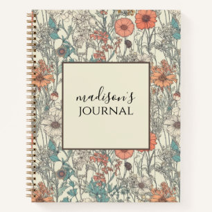 Personalisierte Wildblume-Journal-Notebook Notizbuch