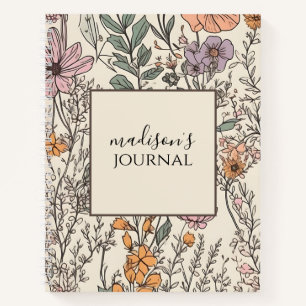 Personalisierte Wildblume-Journal-Notebook Notizbuch