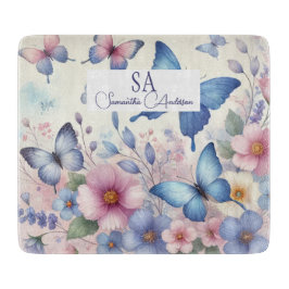 Personalisierte Wildblume mit Monogramm und Name Schneidebrett