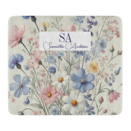 Personalisierte Wildblume mit Monogramm und Name Schneidebrett