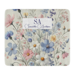 Personalisierte Wildblume mit Monogramm und Name Schneidebrett