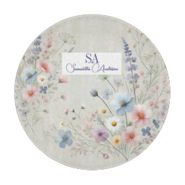 Personalisierte Wildblume mit Monogramm und Name Schneidebrett