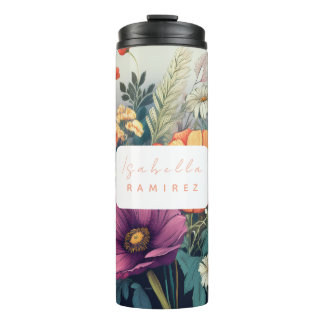 Personalisierte Wildblume mit Name Thermosbecher