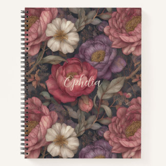 Personalisierte Wildblume Rosa und Lila Notizbuch