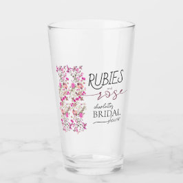 Personalisierte Wildblume Ruby Rose Brautparty Glas