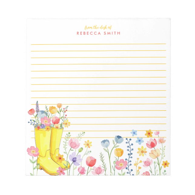 Personalisierte Wildblume Wasserfarben-Notepad - C Notizblock (Vorderseite)