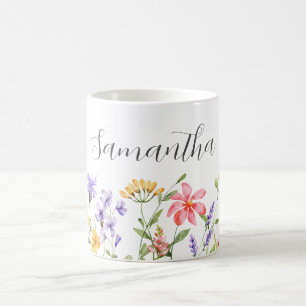 Personalisierte Wildblumen-Blumen Kaffeetasse