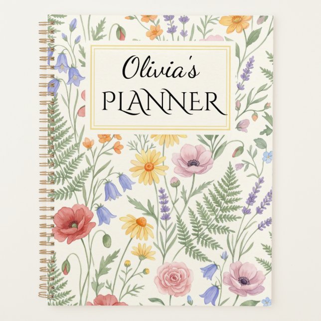 Personalisierte Wildblumen-Botanik Planer (Vorderseite)