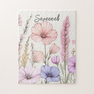 Personalisierte Wildblumen-Botanik Puzzle