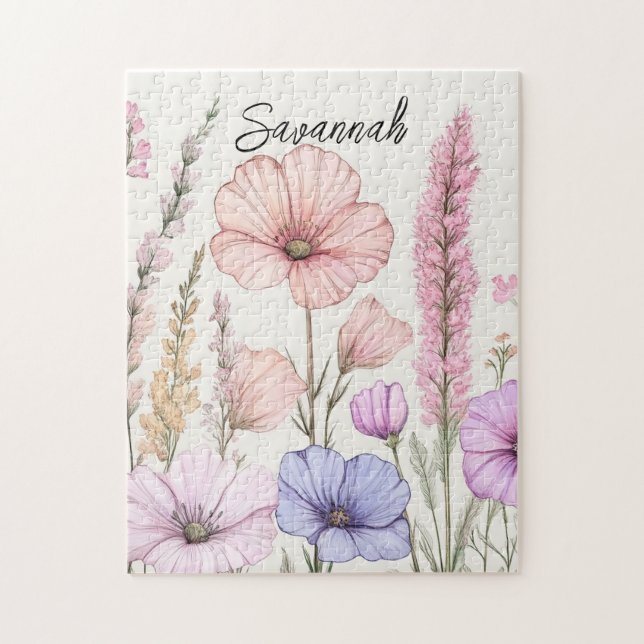Personalisierte Wildblumen-Botanik  Puzzle (Vertikal)