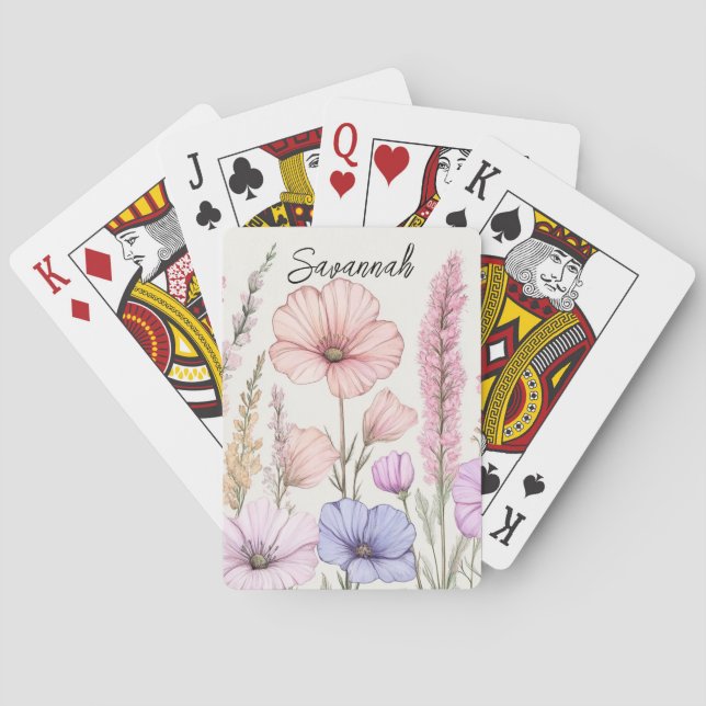 Personalisierte Wildblumen-Botanik  Spielkarten (Rückseite)