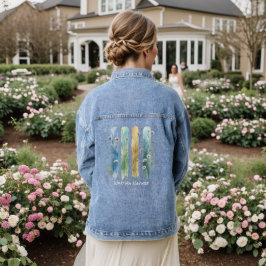 Personalisierte Wildblumen Brush Stroke Blue Green Jeansjacke