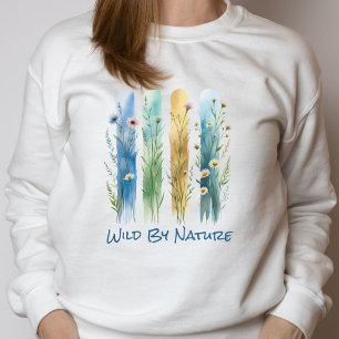 Personalisierte Wildblumen Brush Stroke Blue Green Sweatshirt