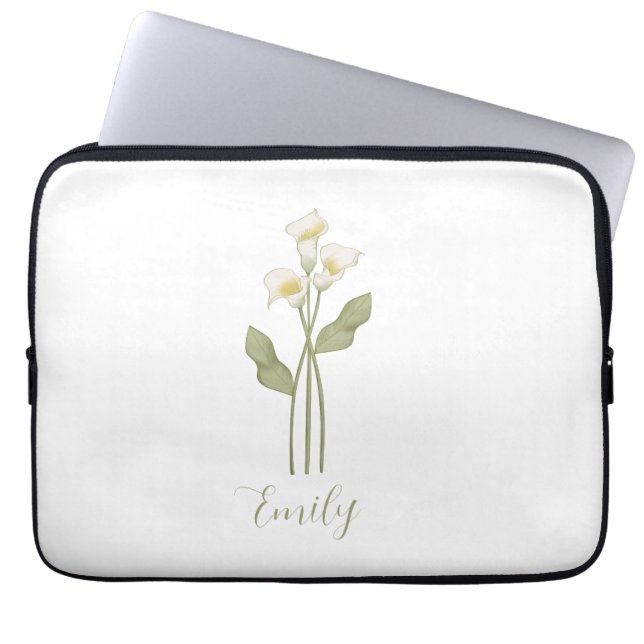 Personalisierte Wildblumen-Name Laptopschutzhülle (Vorderseite)