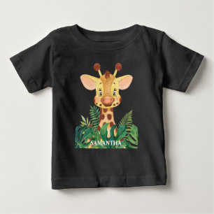 Personalisierte Wildtiere Giraffe Baby T-shirt