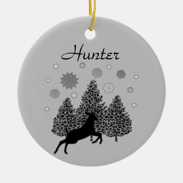 Personalisierte Wildtiere Schnee Natur Weihnachten Keramik Ornament (Vorne)