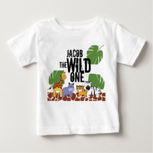 Personalisierte WILL ONE Safari Erster Geburtstag Baby T-shirt