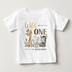 Personalisierte WILL ONE Safari Erster Geburtstag  Baby T-shirt