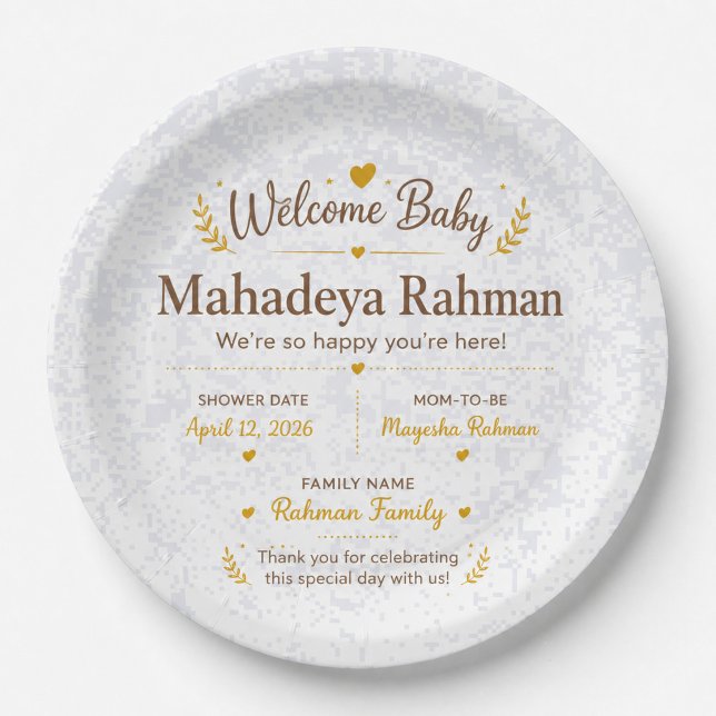 Personalisierte Willkommens-Baby-Shower-Teller Pappteller (Von Creator hochgeladen)