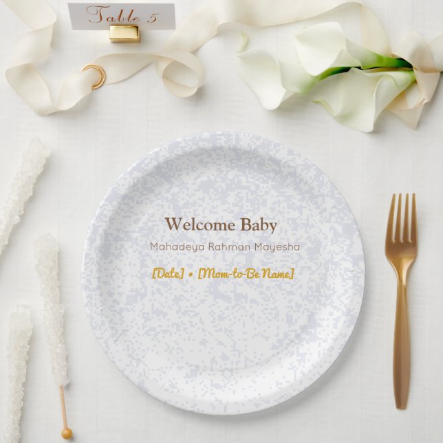Personalisierte Willkommens-Baby-Shower-Teller Pappteller (Hochzeit)