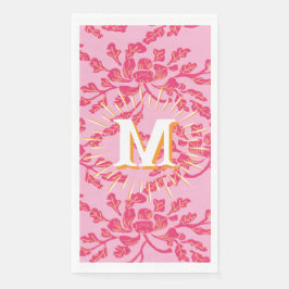 Personalisierte Winding Peony Woodcut Pink + Orang Serviette