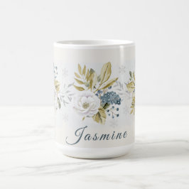 Personalisierte Winter-Botanik-Blumen Kaffeetasse