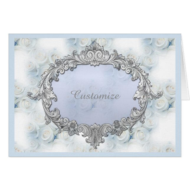 Personalisierte Winter White Roses Musterkarte (Vorderseite (Horizontal))