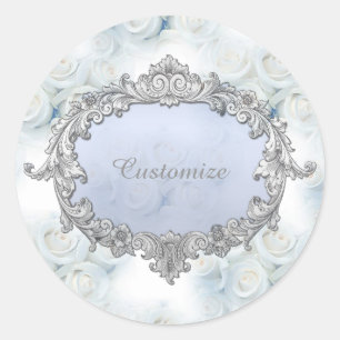 Personalisierte Winter White Roses Stickers