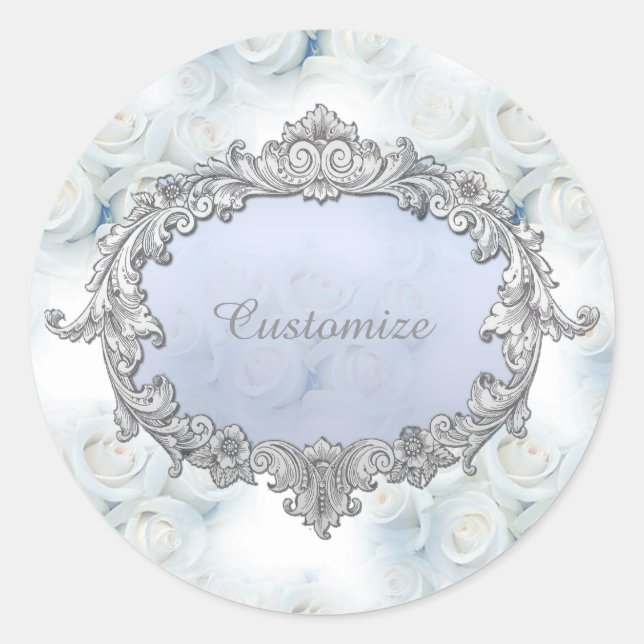 Personalisierte Winter White Roses Stickers (Vorderseite)