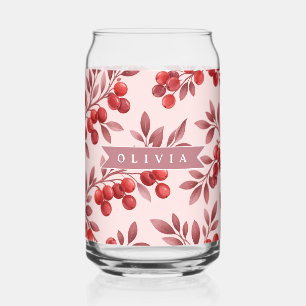 Personalisierte Winterrote Beeren Botanische Cotta Dosenglas