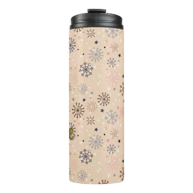 Personalisierte Winterschneeflocke Thermosbecher (Vorderseite)