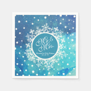 Personalisierte Winterschneeflocken Hochzeit Nap Serviette