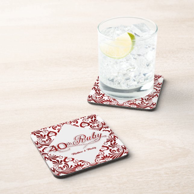 personalisierte Wirbel zum 40. Ruby-Jubiläum Untersetzer (Rechte Seite)