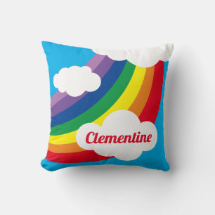 Personalisierte Wolke, Regentropfen und Regenbogen Kissen