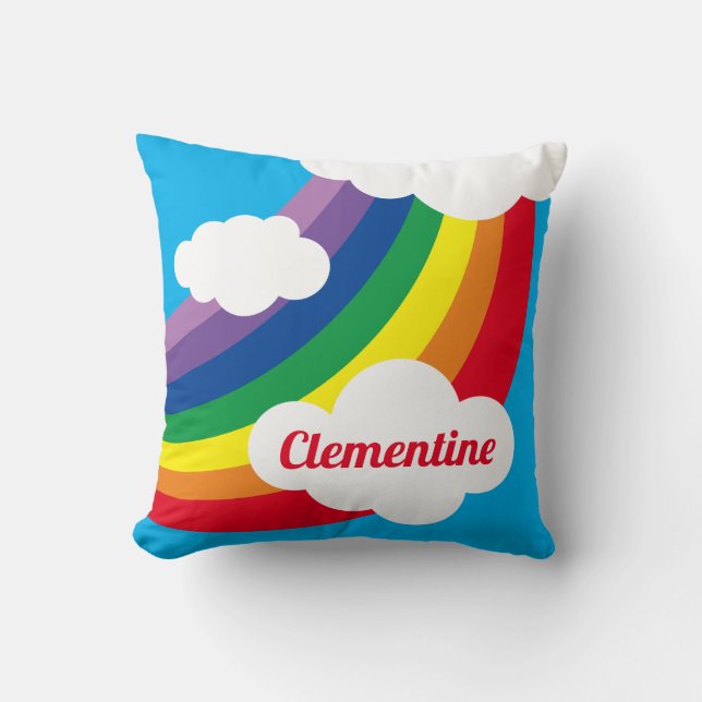 Personalisierte Wolke, Regentropfen und Regenbogen Kissen (Vorderseite)