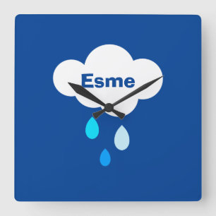 Personalisierte Wolke und Regen Quadratische Wanduhr