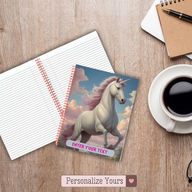 Personalisierte Wolken Notizbuch (Personalized White Unicorn Clouds Notebook)