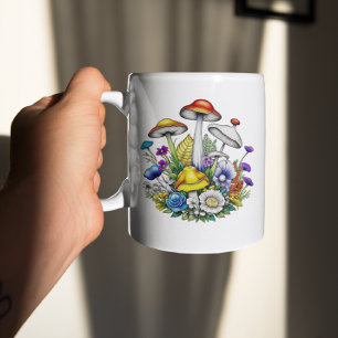 Personalisierte wunderliche magische Pilze Blumen Kaffeetasse