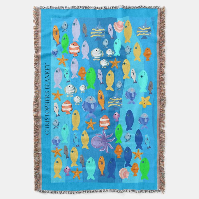 Personalisierte Wurfdecke - Fischdesign  Decke (Vorderseite Vertikal)