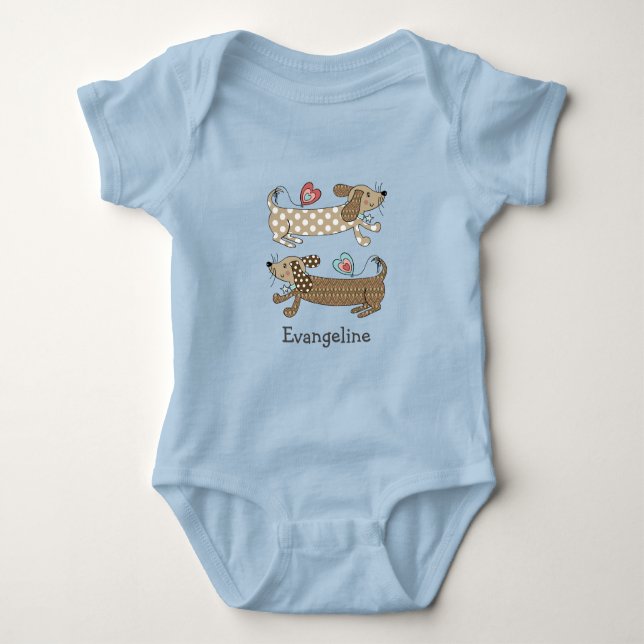 Personalisierte Wurst Hund Dackel Baby Bodysuit Baby Strampler (Vorderseite)