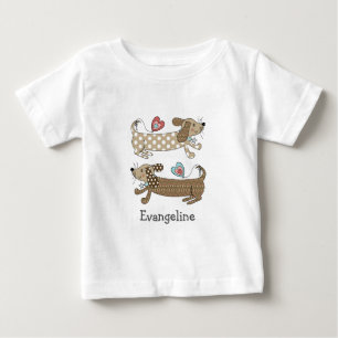 Personalisierte Wurst Hunde Dackel Baby T-shirt