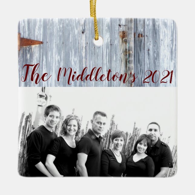 Personalisierte XMAS Ornament Weißwaschholz Stall  (Vorderseite)