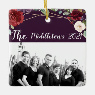 Personalisierte XMAS Zierplatte Lila Rose Gold Keramikornament