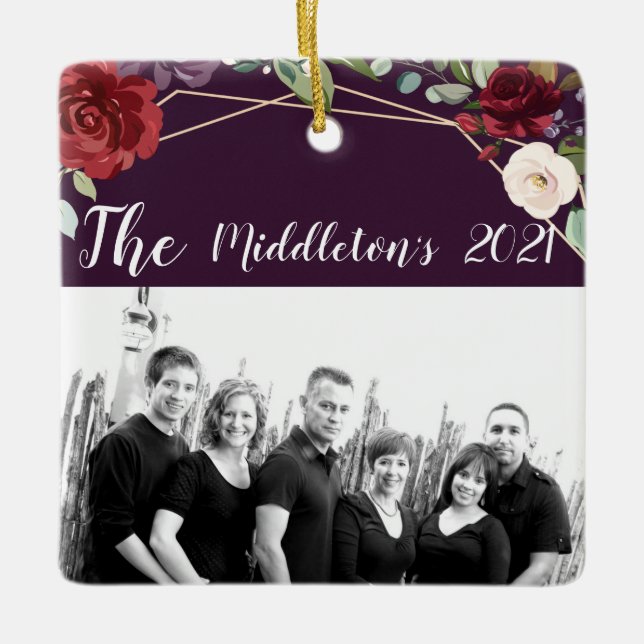 Personalisierte XMAS Zierplatte Lila Rose Gold Keramikornament (Vorderseite)