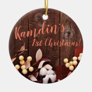 Personalisierte XMAS-Zierwolle-Zweigstelle auf dun Keramik Ornament